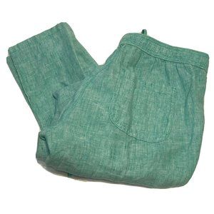 george & martha womens medium blue teal linen pants tapered 31” long